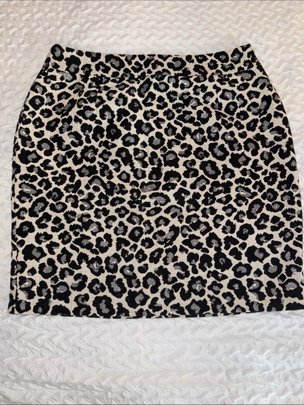 Halogen Leopard Print Pencil Skirt - Black and Cream